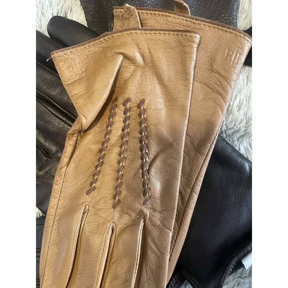 9 Pair Vintage Womens Leather Driving Dress Gloves Lauren Ralph Lauren M Lot Bow